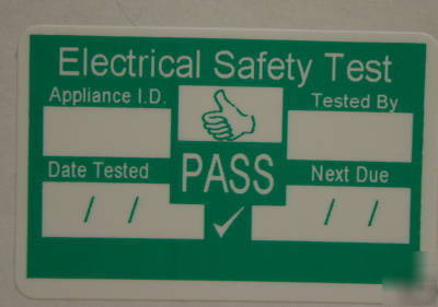 1000 durable pat test pass labels & 50 free fail labels