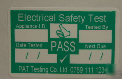1000 durable pat test pass labels & 50 free fail labels