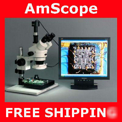 3.5X-90X stereo zoom inspection microscope +1.3M camera