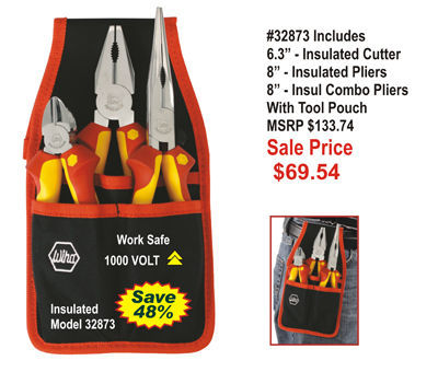 Wiha insulated plier & cutter set with pouch # 32873