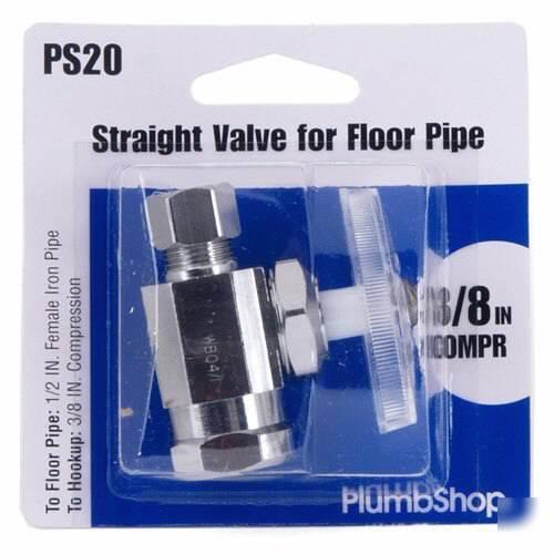 New *** PS20 straight chrome floor valve 1/2