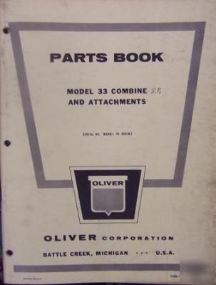Oliver 35 combine parts manual with attachment parts