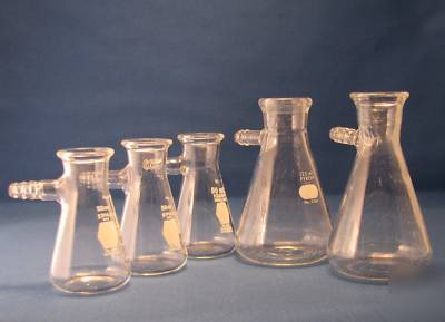 Pyrex 125ML & kimax 50ML filter flasks (lot of 5)