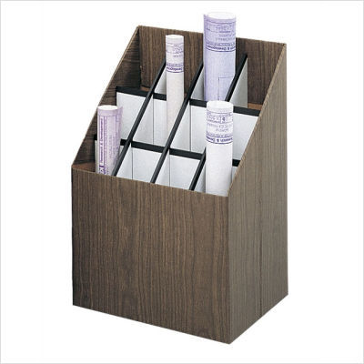 Upright roll file (12 large tubes) in walnut