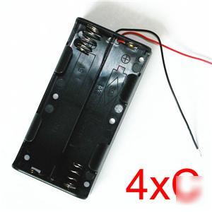 1 pcs 4 x c battery holder box 6V dc case w/ lead BWL4C