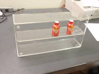 Custom acrylic merchandising display case energy shot 