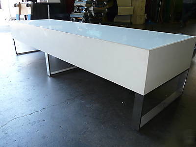 Chrome glass top mid century modern bench baughman kwid