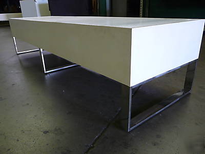 Chrome glass top mid century modern bench baughman kwid