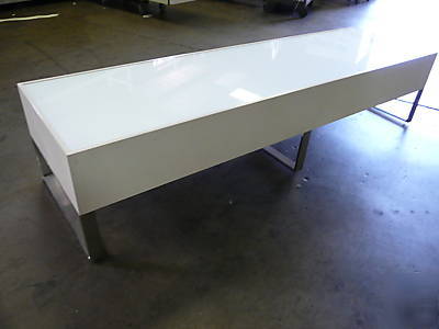 Chrome glass top mid century modern bench baughman kwid