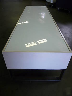 Chrome glass top mid century modern bench baughman kwid