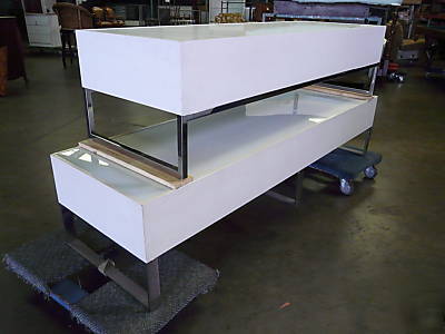 Chrome glass top mid century modern bench baughman kwid