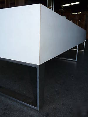 Chrome glass top mid century modern bench baughman kwid