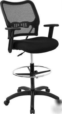 Air grid/mesh seat round footrest drafting chair w/arms