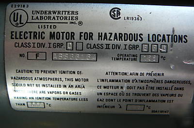 Dayton 3/4 hp ul hazardous location motor, 230/460, 3P 