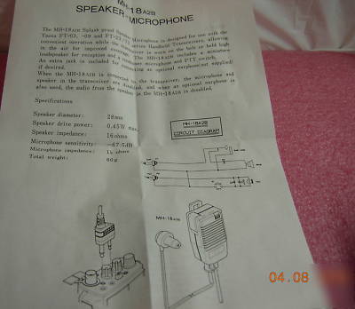 Yaesu mh-18A2B splash proof speaker microphone