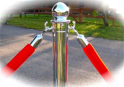 Plastic chrome post & red rope 4 pack kit 