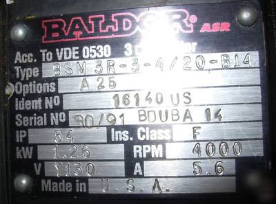 Baldor asr servomotor w/ encoder & gear reducer 130VAC