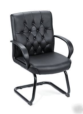 Chair with sled base B8509 black & burgundy