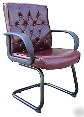 Chair with sled base B8509 black & burgundy