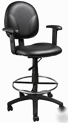 Drafting stool chair leatherplus crome ring B1691CS