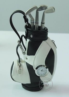 Novelty gift golf bag desktop pen holder,club pen,clock