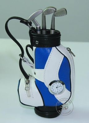 Novelty gift golf bag desktop pen holder,club pen,clock