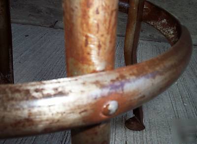 Vintage industrial, machine age round tall metal stool 