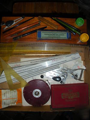 Vintage lot of map making tools for land surveying