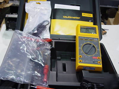 New fluke 27 multimeter yellow w/80K-6 & 85RF & leads 