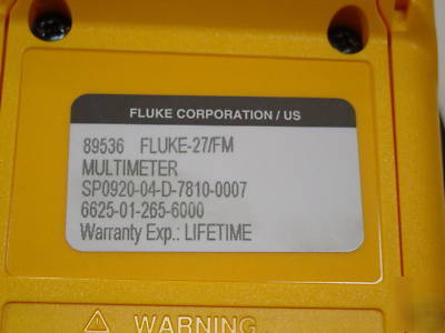 New fluke 27 multimeter yellow w/80K-6 & 85RF & leads 