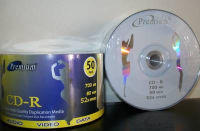 100 premium blank cd-r cdr disc media 52X 700MB 80MIN