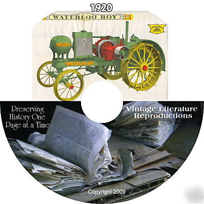 1920 waterloo boy farm tractor catalog on cd 