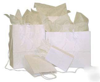 250 white paper retail shopping gift bags 12X5X10