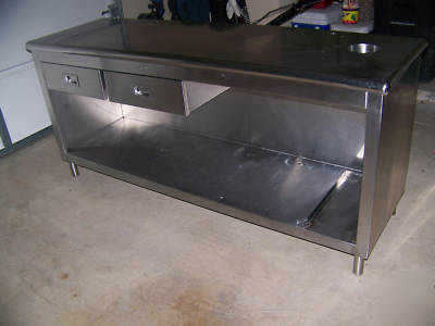 Industrial stainless steel prep table w/ 2 drawers