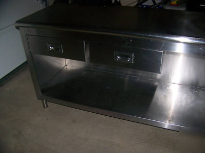 Industrial stainless steel prep table w/ 2 drawers