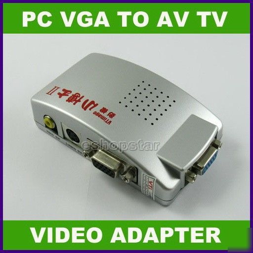 Pc vga to av s-video tv adapter converter switch box