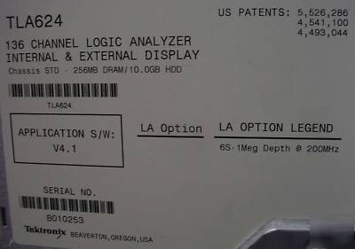 Tektronix TLA624 logic analyzer 136 channel 