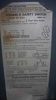 Square d 200A 200 amp 3PH 600 vac D2 safety switch H364