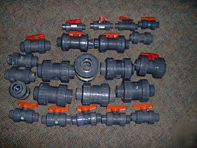 1 lot pvc true union ball check & ball valves 24PCS