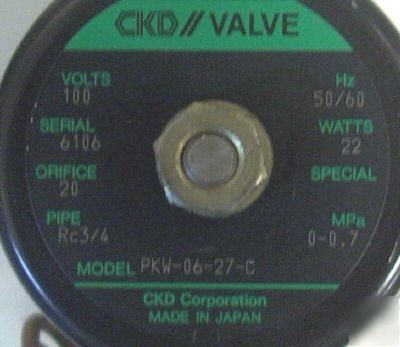 Ckd pkw-06-27-c valve 2 port pilot kick type for water
