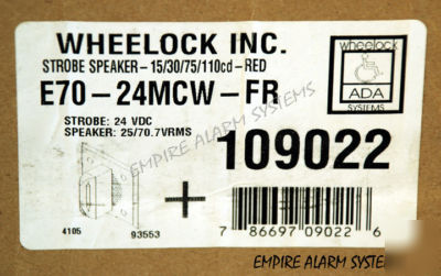 New wheelock E70-24MCW-fr strobe speaker red fire alarm 