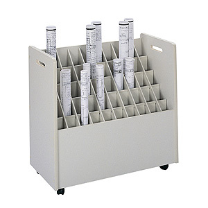 Safco 50 slot mobile roll file office storage cart