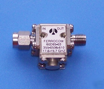 Ferrocom rf 20 db isolator, 17.6 - 19.7 ghz , sma, mint
