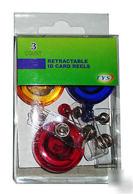 New 3 color id badge card reels belt clip holder 30