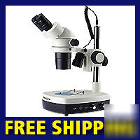 New binocular 20X 40X stereo microscope w lights stand