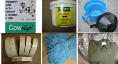 Cow slips salve strip cup parlour jackets tape gloves