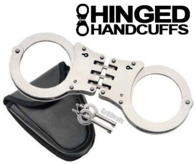 Handcuffs hinged: steel police heavy duty hand cuffs