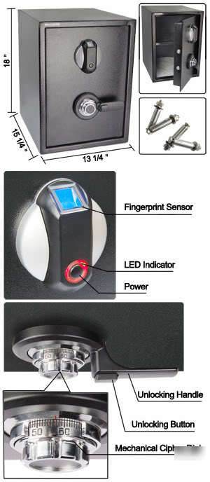 Biometric fingerprint keyless electronic security safe 