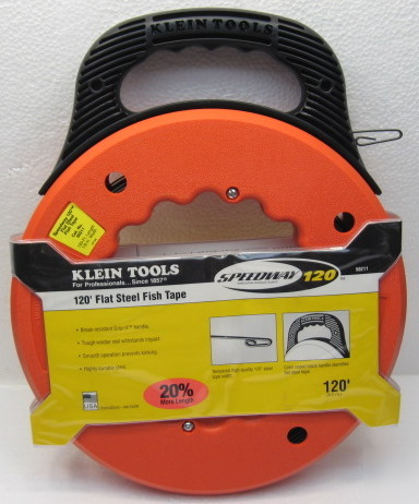 Klein tools flat-steel fish tape reel 120' 50211