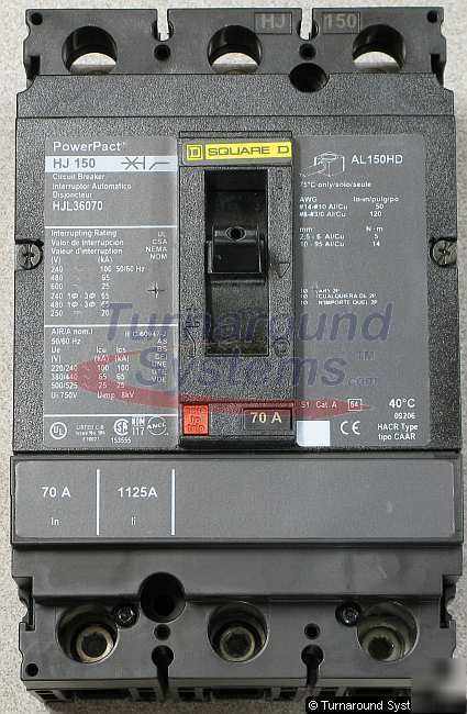 New square d HJL36070 circuit breaker, 70 amp, 65 kair 